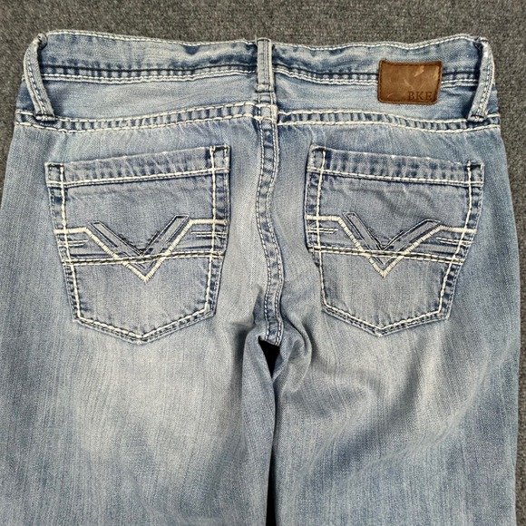 BKE Aiden Jeans Mens 32R Light Wash Slim Straight Leg Bootcut Denim Pants - Picture 4 of 13